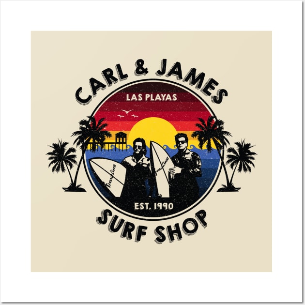 Carl & James Surf Shop Wall Art by bryankremkau